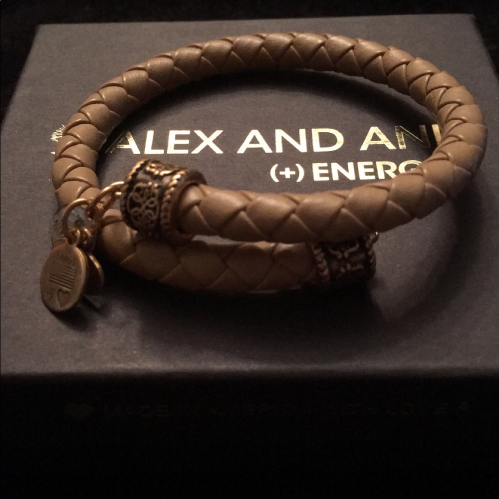 Authentic Alex and Ani leather wrap bangle